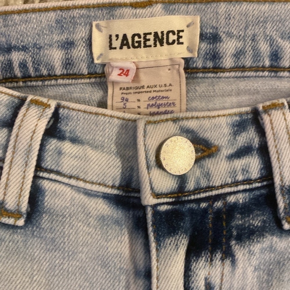 L'AGENCE Blue Ankle Cropped Jeans with Distressed Design size 24 - Picture 3 of 4